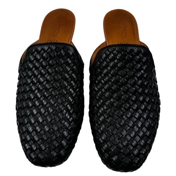Joie Black Leather Basketweave Textured Preppy Classic Mules Women's Size 8.5 - Picture 2 of 9